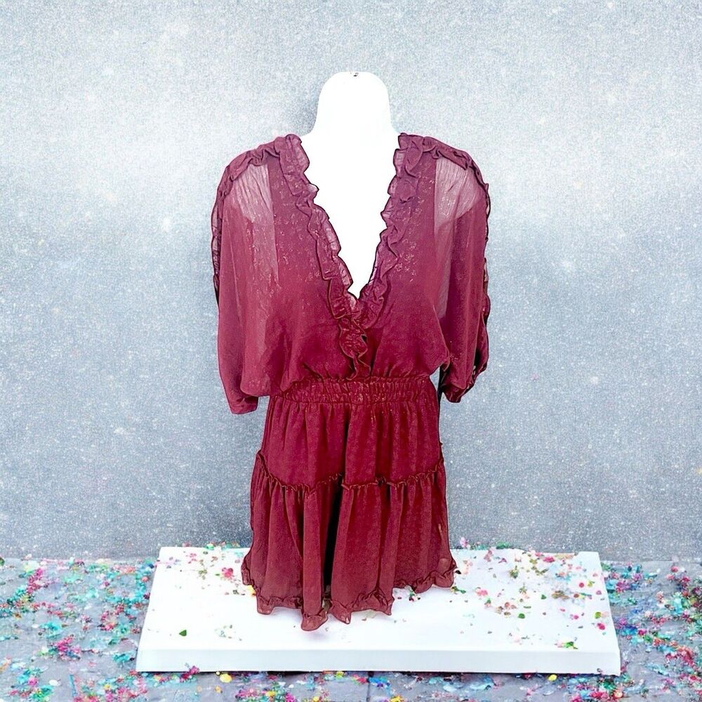 Lovestitch Chiffon Ruffle Dolman Dress Size Small New With Tags RV $80